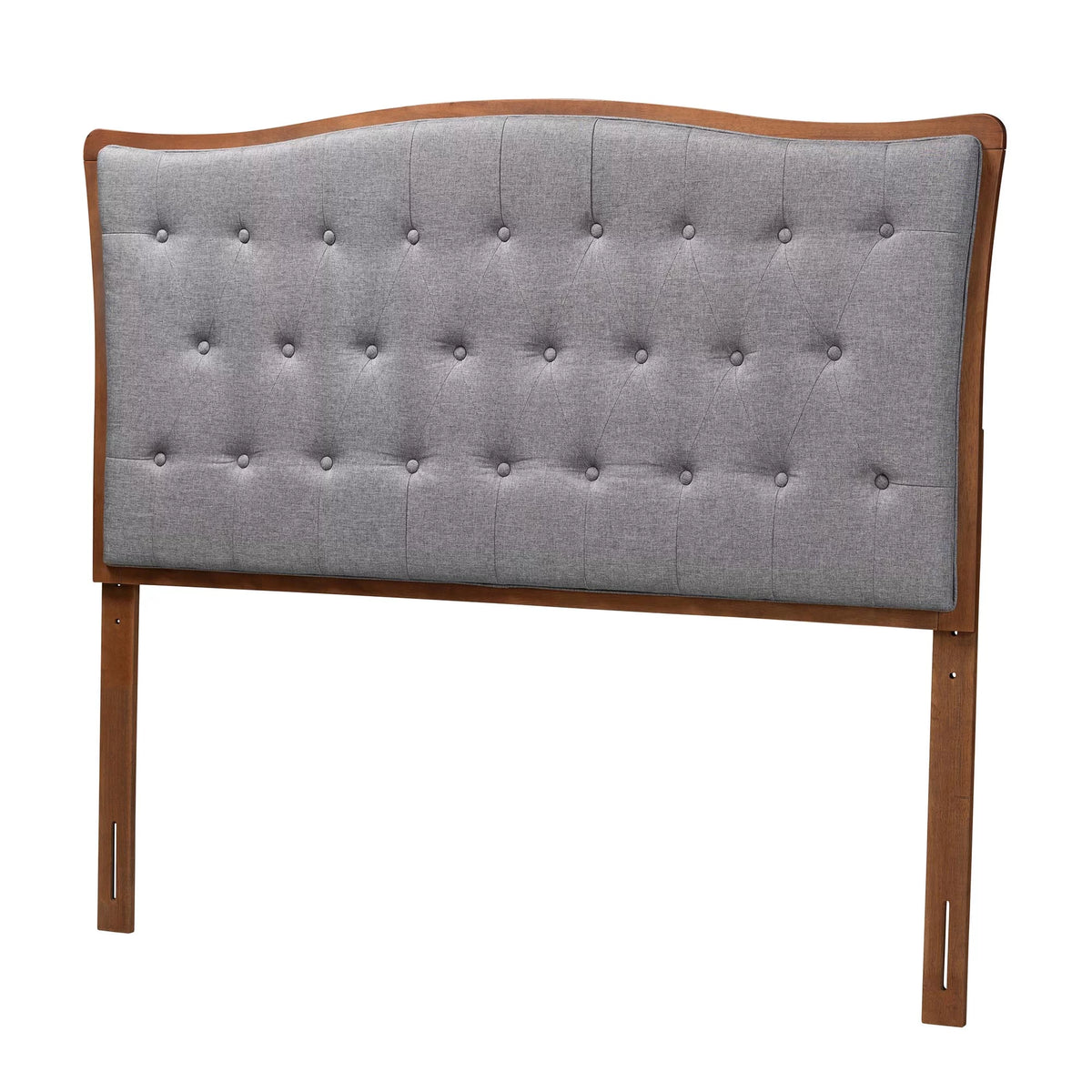Grey Fabric and Walnut Brown Wood King Size Headboard Z19088