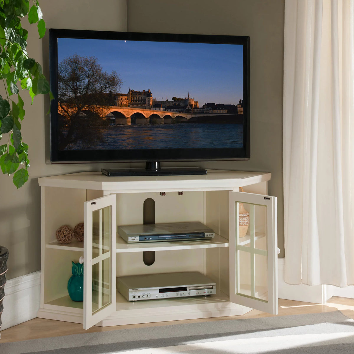 White 46-Inch Corner TV Stand K558957