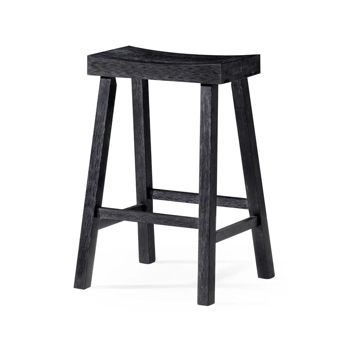 Antiqued Black Wooden Counter Stool Q3574