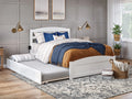 White Full Wood Platform Bed with Headboard Footboard & Twin Trundle M2062