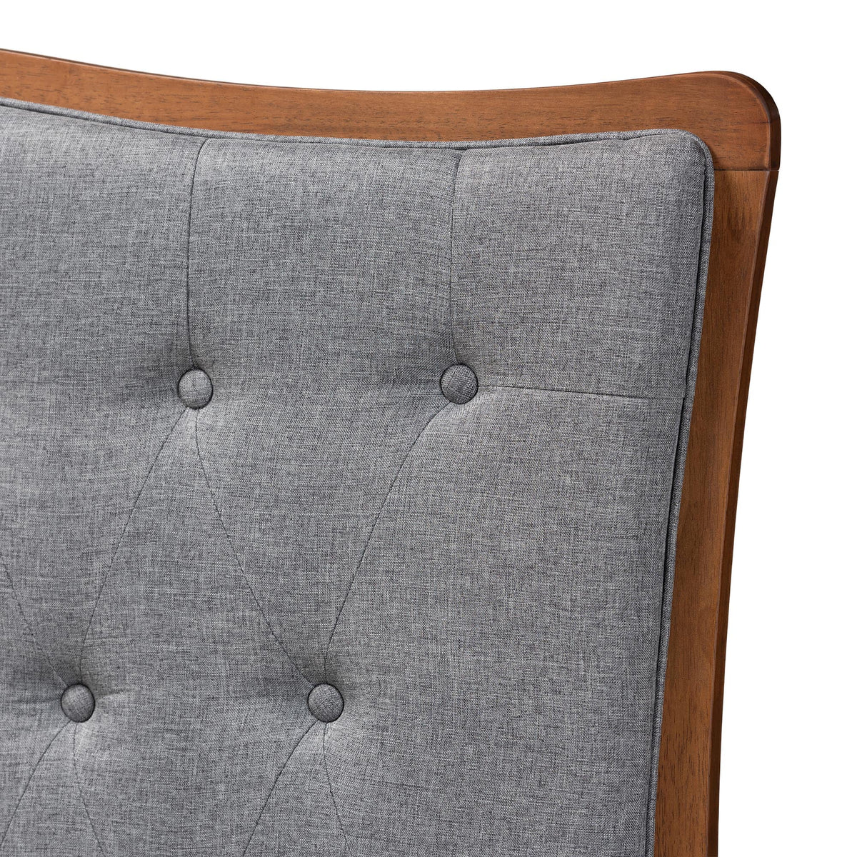 Grey Fabric and Walnut Brown Wood King Size Headboard Z19088