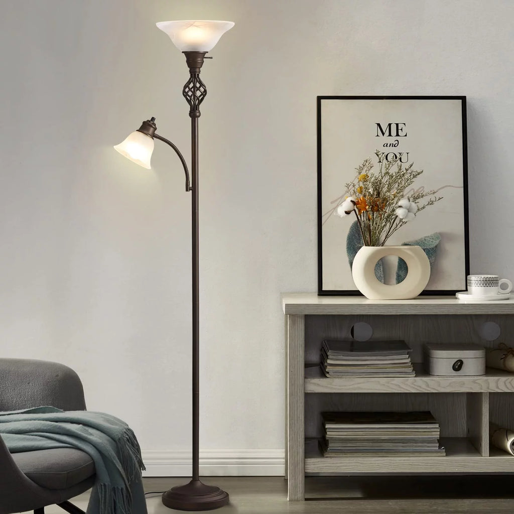 Torchiere Floor Lamp with Glass Shade, Bulbs Included H26317