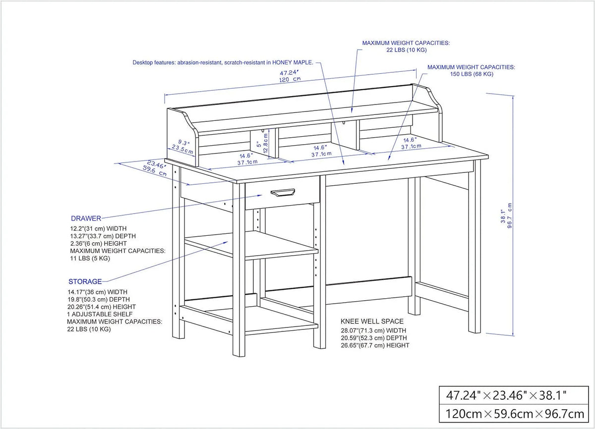 Modern Wood Writing Desk with Hutch K398488
