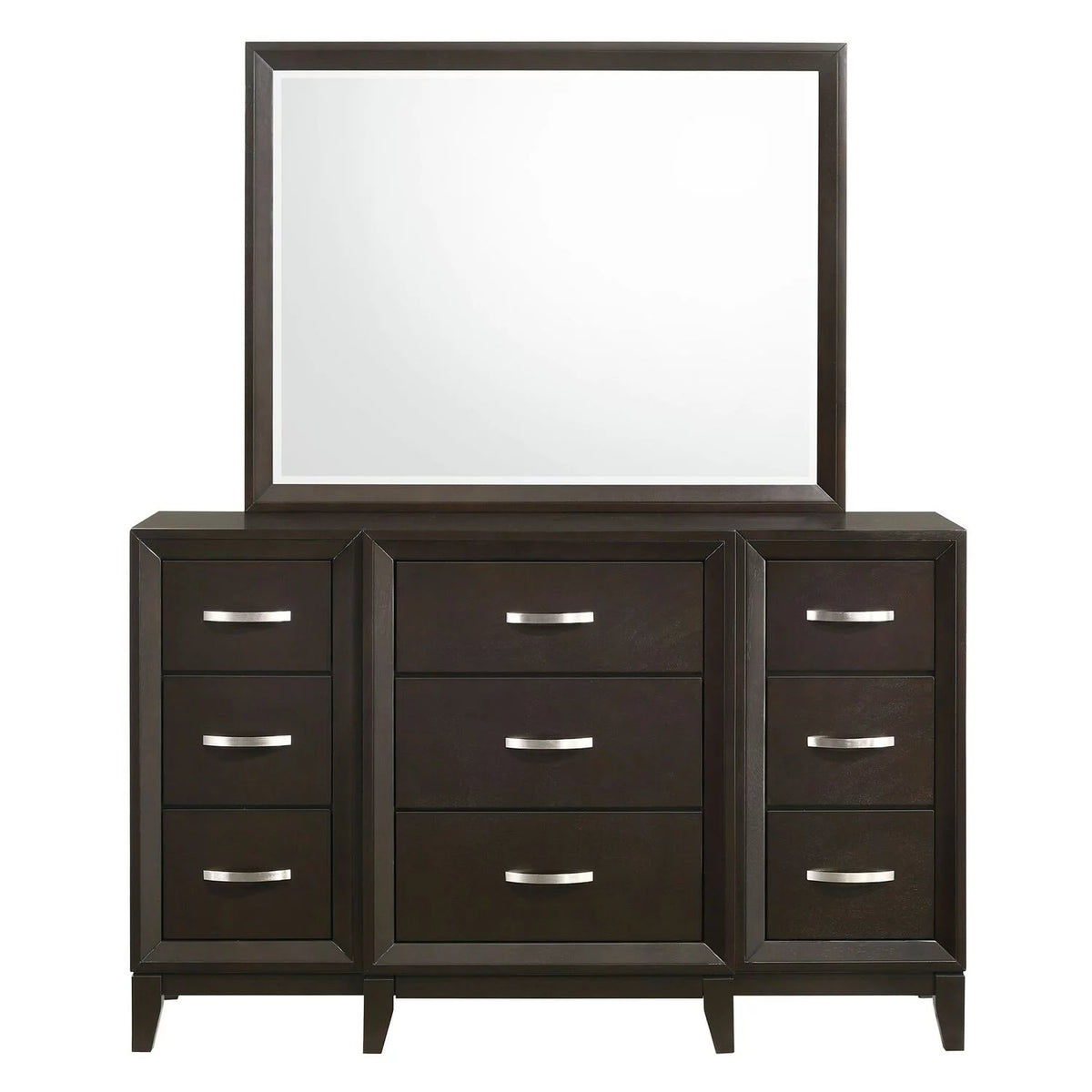 Brown 9 Drawer Wood Dresser with Mirror Z20069