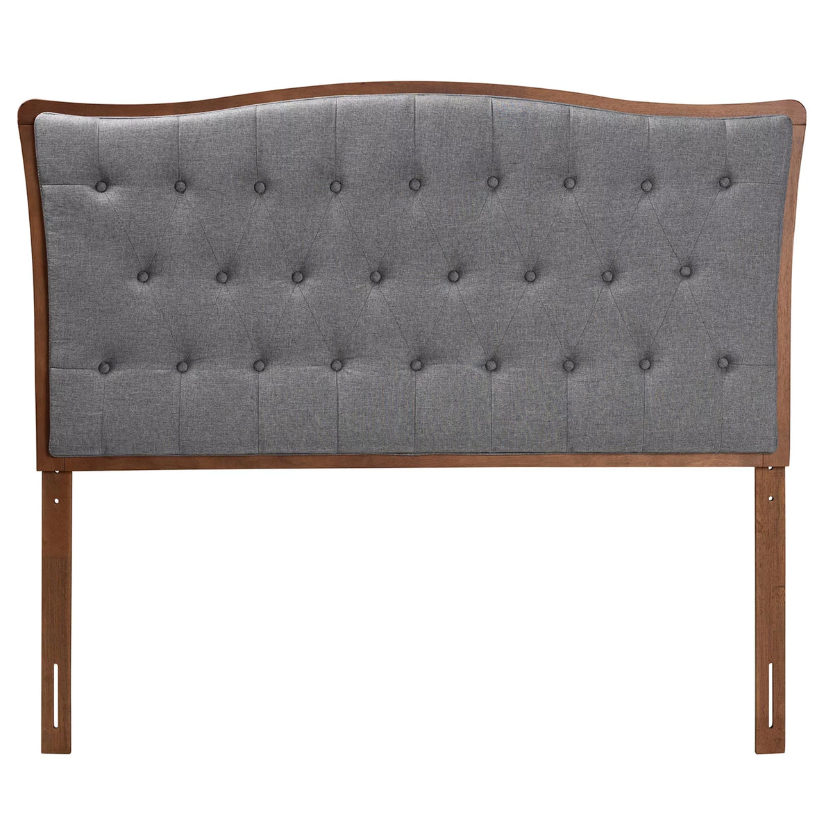Grey Fabric and Walnut Brown Wood King Size Headboard Z19088