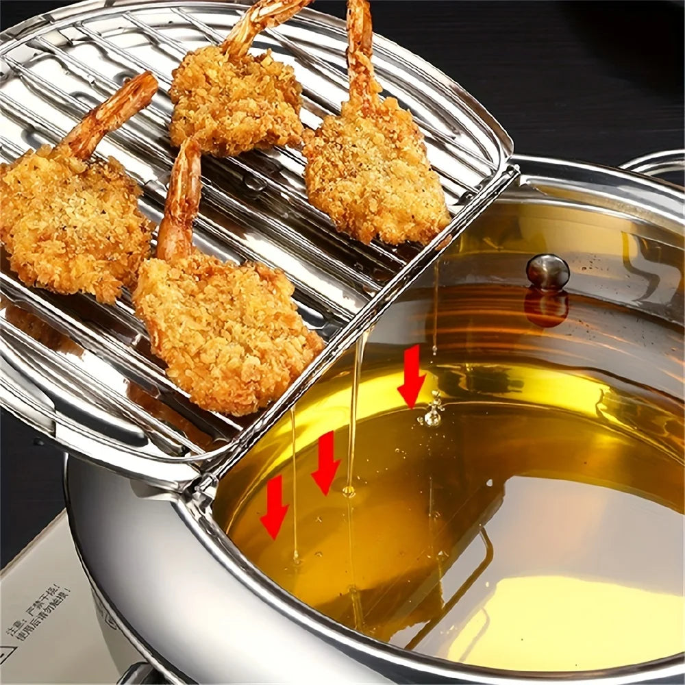 Stainless Steel Deep Fryer with Temperature Control and Lid B591