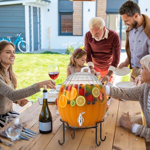 1.3 Gallon Glass Beverage Dispenser with Stand and Spigot N8650