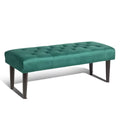 Green Velvet Upholstered Bench with Wooden Legs F482379
