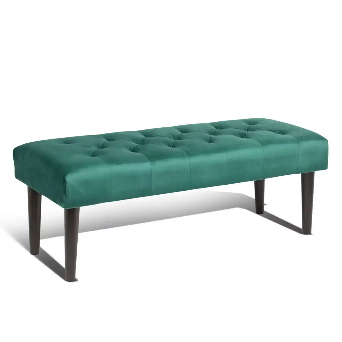 Green Velvet Upholstered Bench with Wooden Legs F482379