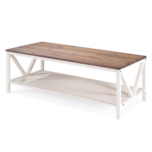 2 Piece Living Room Set with Coffee Table and End Table in White E911
