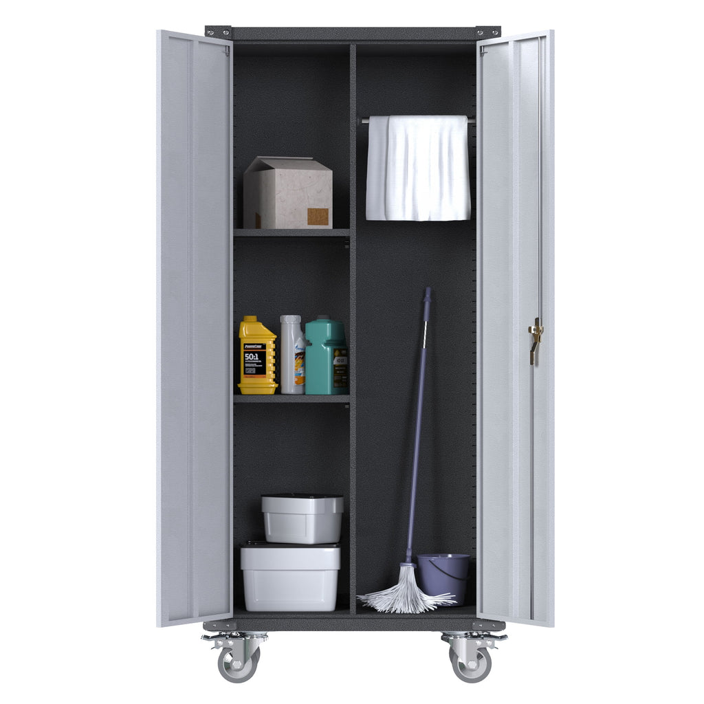 Metal Rolling Storage Cabinet with Hanging Rod H677266
