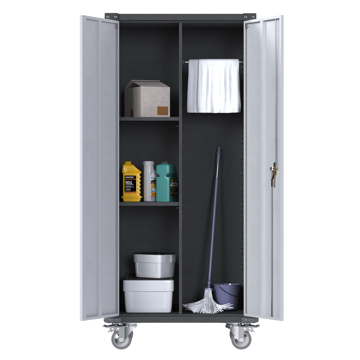 Metal Rolling Storage Cabinet with Hanging Rod H677266