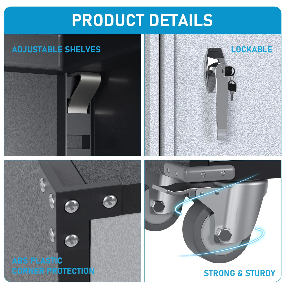 Metal Rolling Storage Cabinet with Hanging Rod H677266