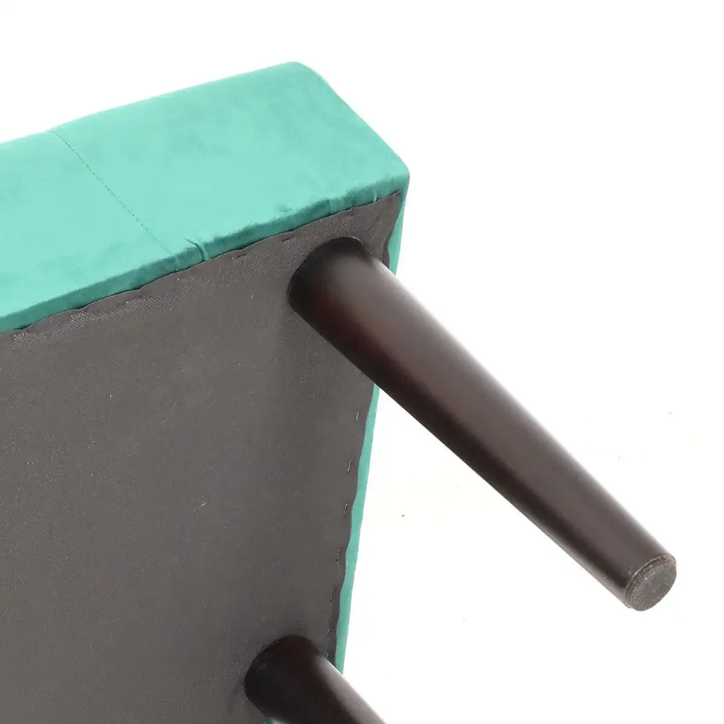 Green Velvet Upholstered Bench with Wooden Legs F482379