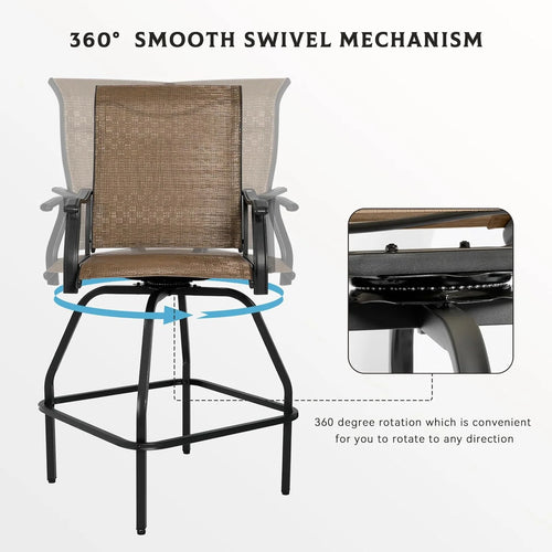 2 Pc Swivel Bar Stools Outdoor Bistro Set I4550