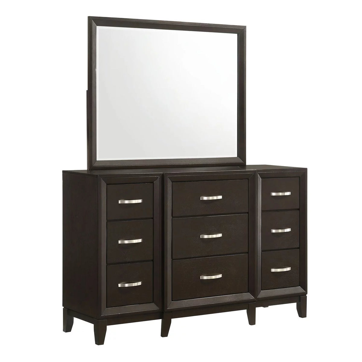 Brown 9 Drawer Wood Dresser with Mirror Z20069