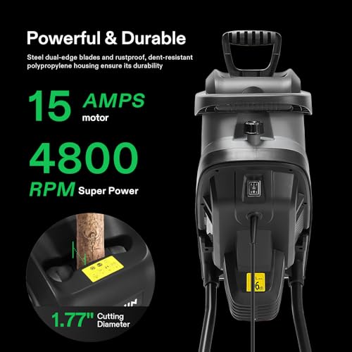 15-Amp Electric Wood Chipper Shredder with 50L Collection Bag Z7611