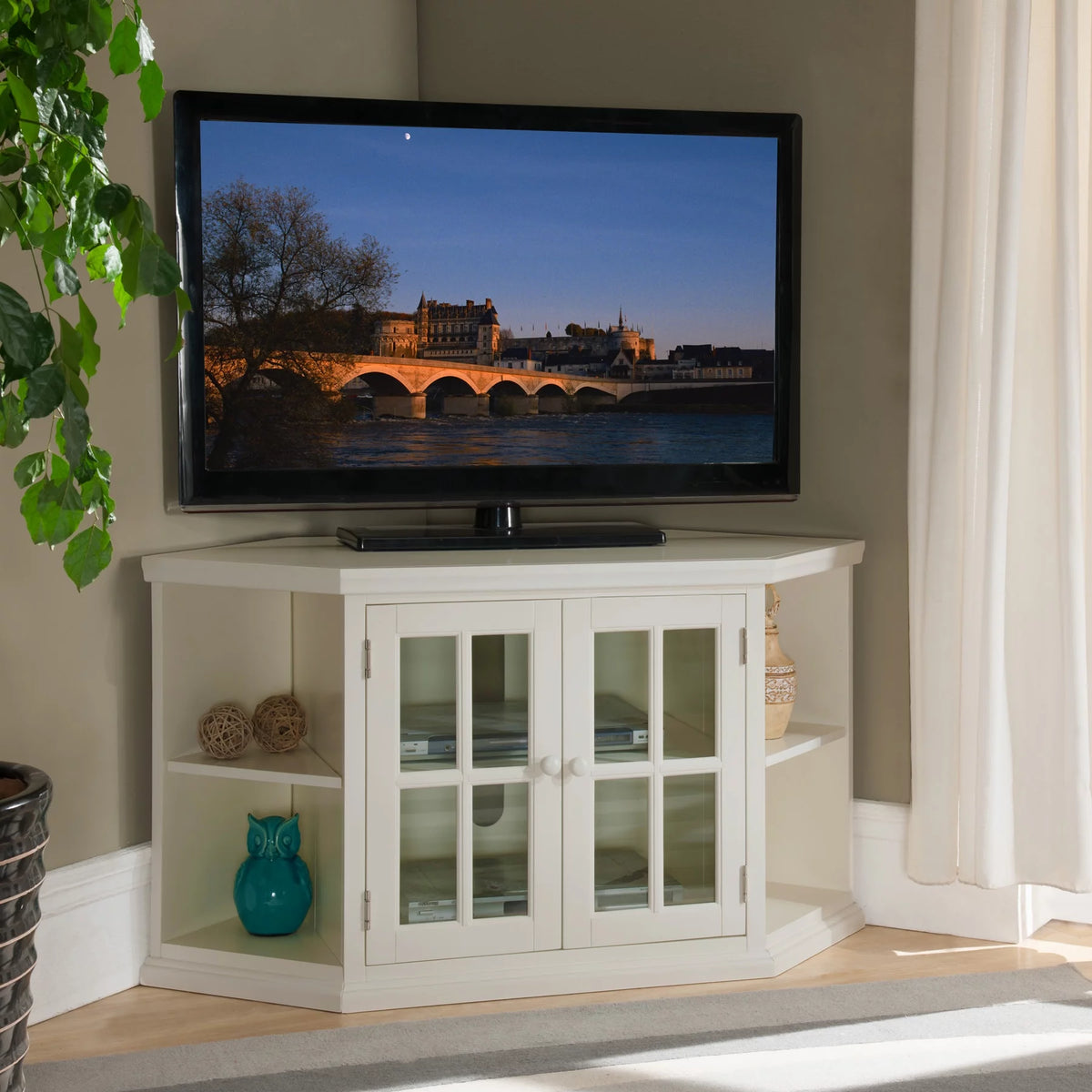 White 46-Inch Corner TV Stand K558957
