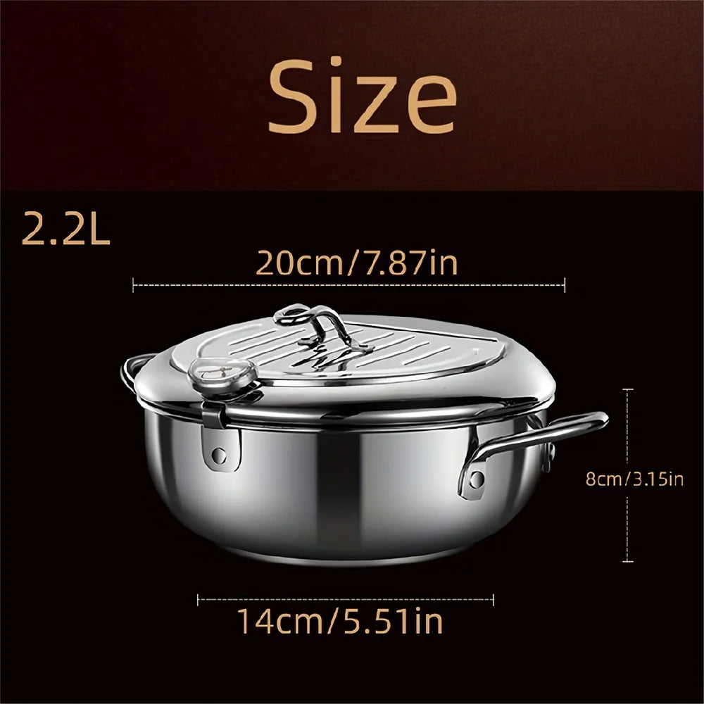 Stainless Steel Deep Fryer with Temperature Control and Lid B591