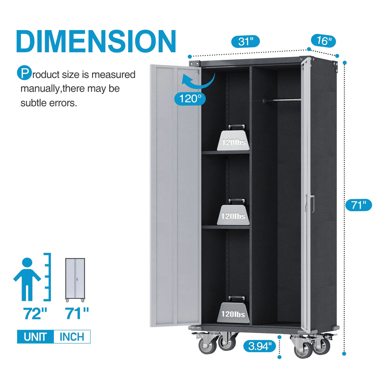Metal Rolling Storage Cabinet with Hanging Rod H677266