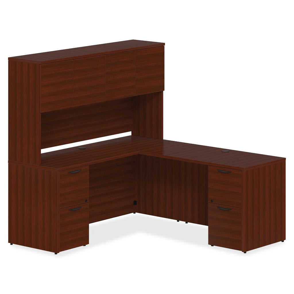 Mahogany Laminate 2 Drawer Double-Pedestal Credenza G487