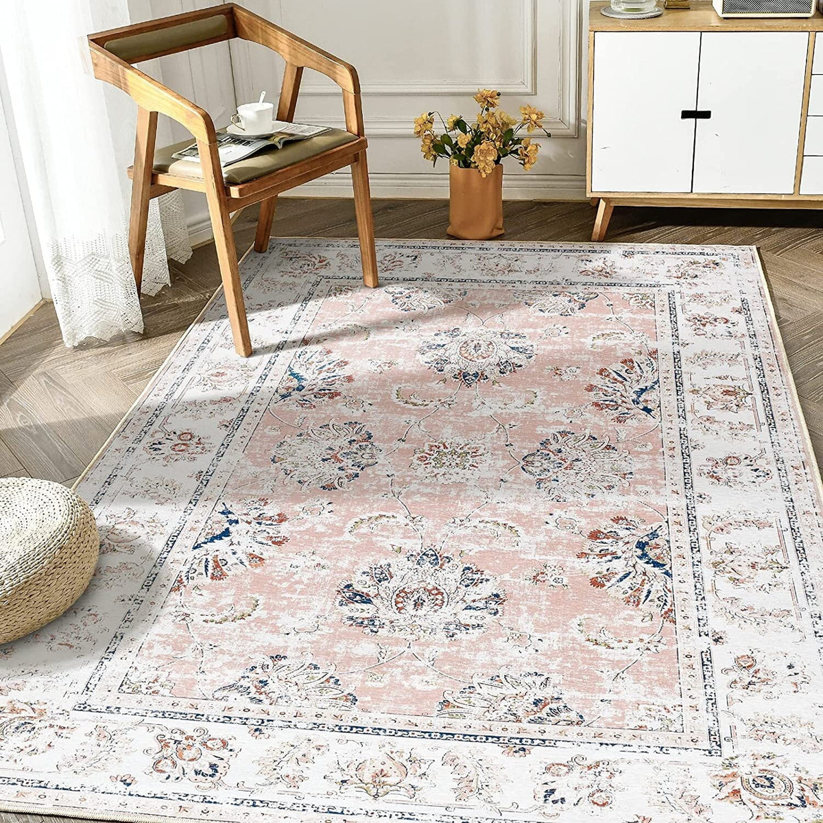 Vintage Foldable 8'x10' Floral Non-Slip Rug K652
