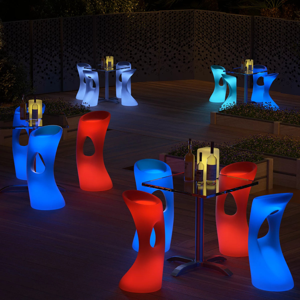 LED Light Up Barstool with Footrest W138