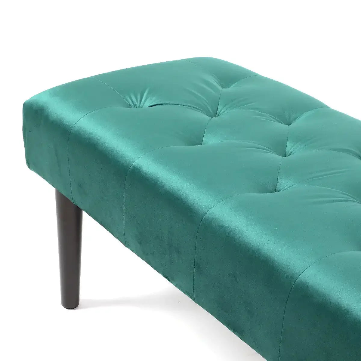 Green Velvet Upholstered Bench with Wooden Legs F482379