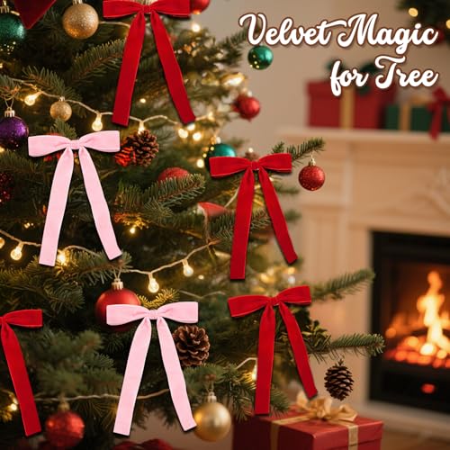 18 Pcs Burgundy Velvet Christmas Tree Bows S600