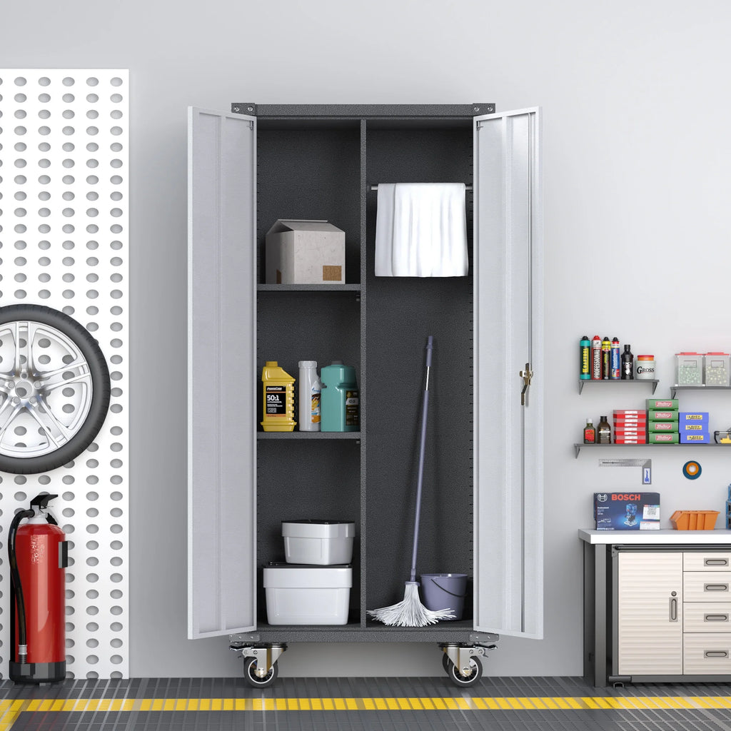 Metal Rolling Storage Cabinet with Hanging Rod H677266