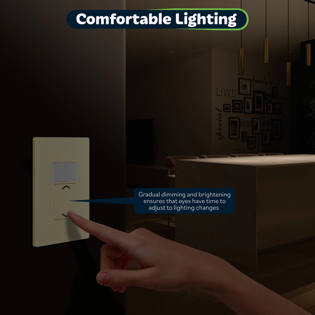 Motion Sensor Light Switch Dimmer, Single-Pole, Light Almond Q2660