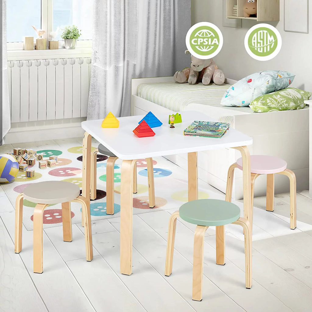 Kids Wooden Table and Stool Set, 5-Piece T8001