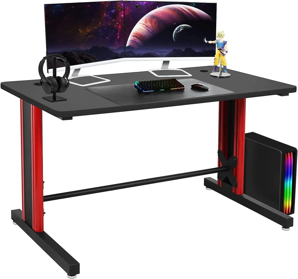 25" X 58" Black and Red Computer Desk W663296