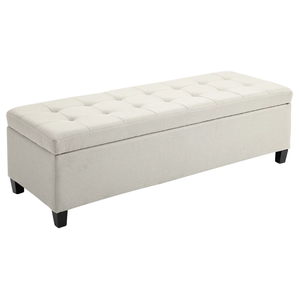 51" Tufted Linen Fabric Storage Bench H23761