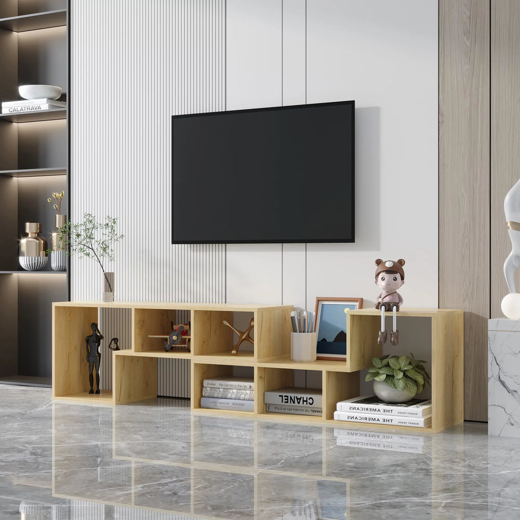 Oak L-Shaped TV Stand, Display Shelf, Bookcase A45730