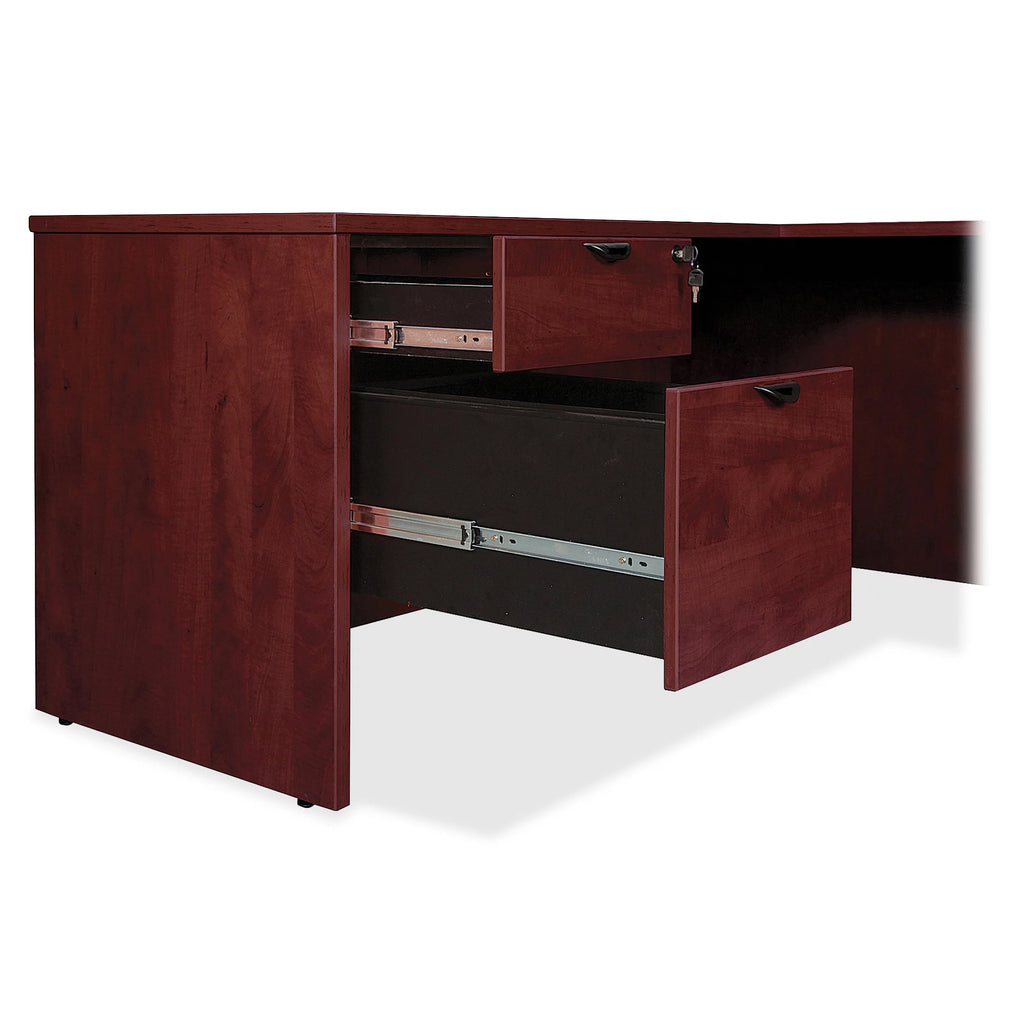 Mahogany Laminate 2 Drawer Double-Pedestal Credenza G487