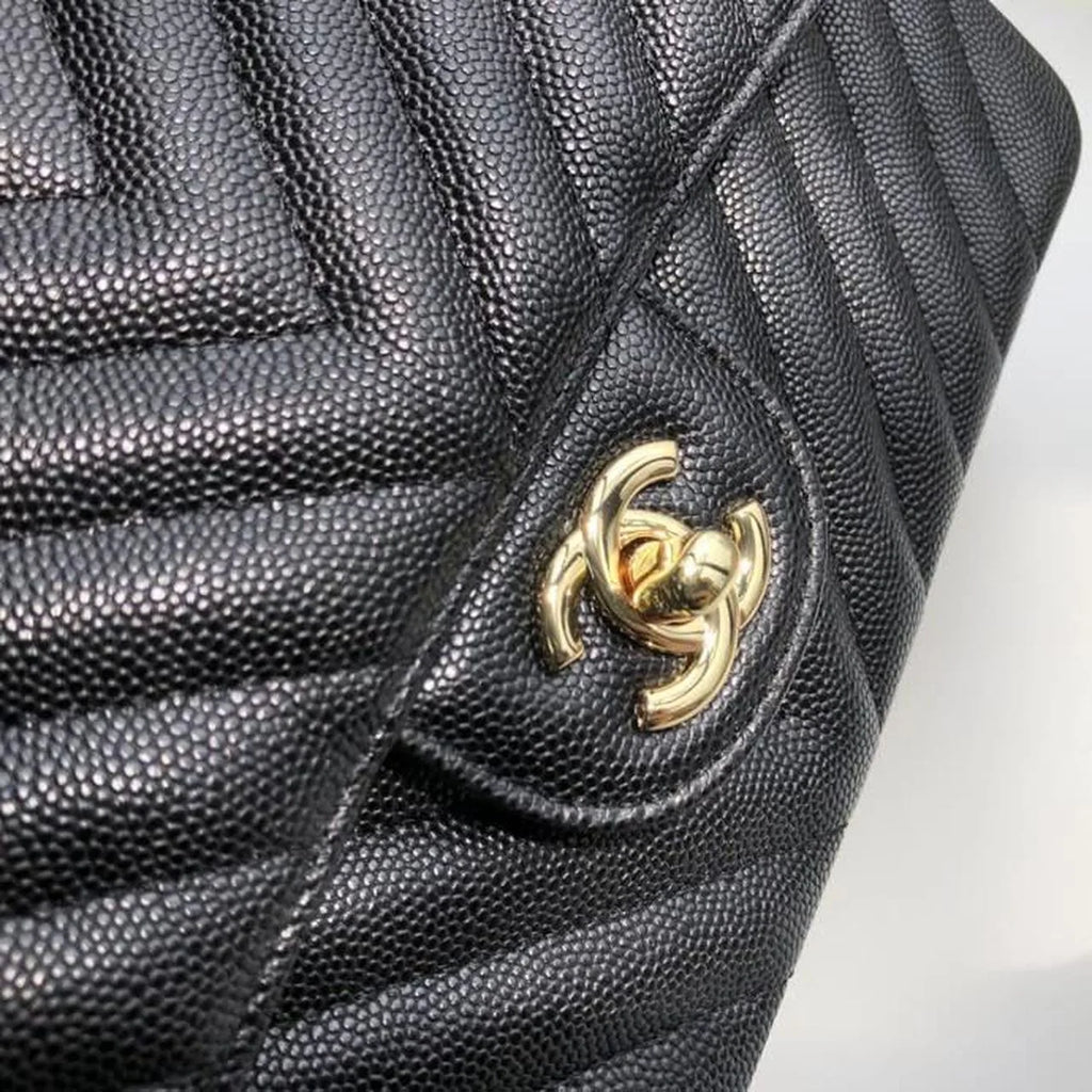 Black Chevron Shoulder and Crossbody Handbag F53779
