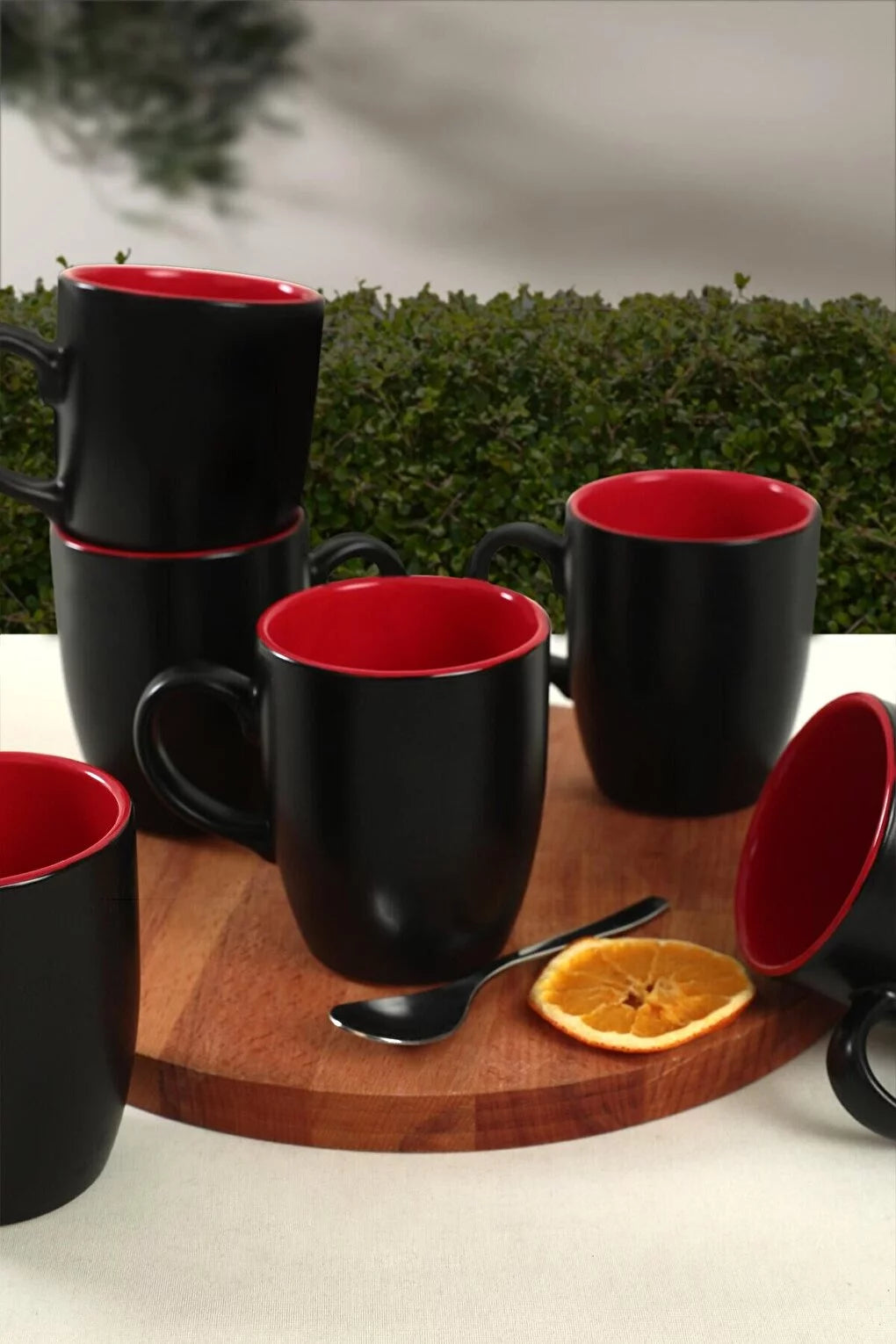 Matte Black Red 6 Pieces Cup W7408