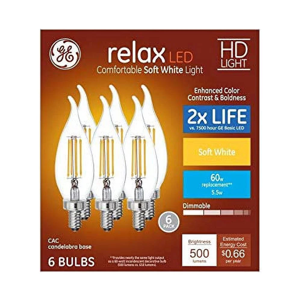 6-Pack Dimmable Soft White LED Decorative Light Bulbs N202