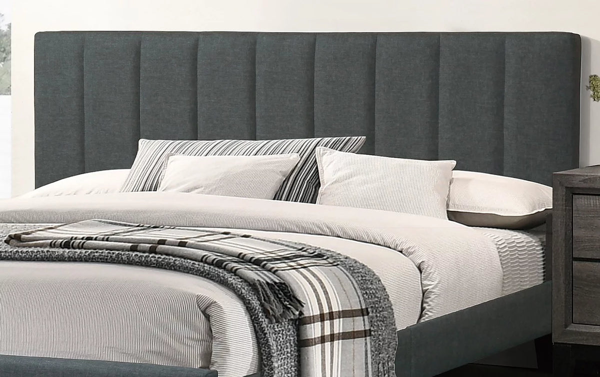 King Size Solid Wood Bedframe with Polyfiber Headboard S886